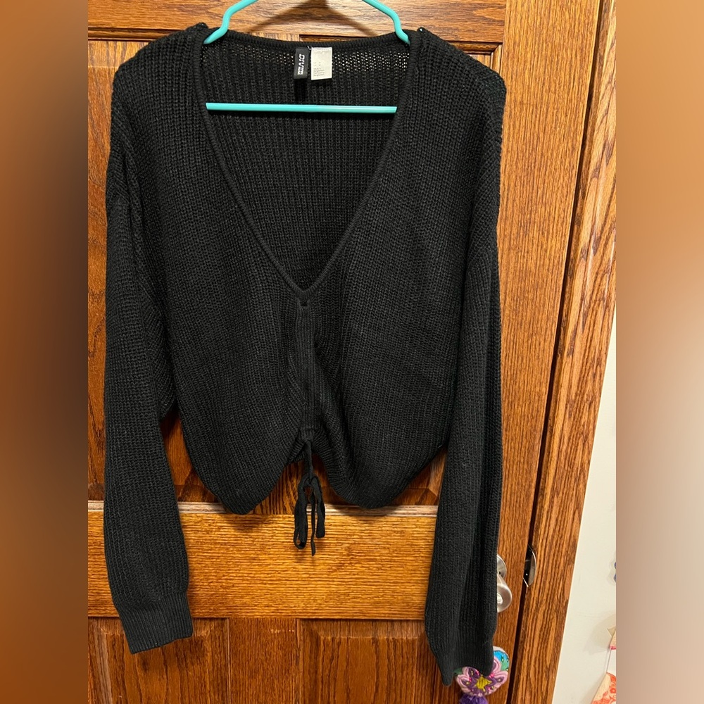 H&M Black Knit V-Neck Sweater